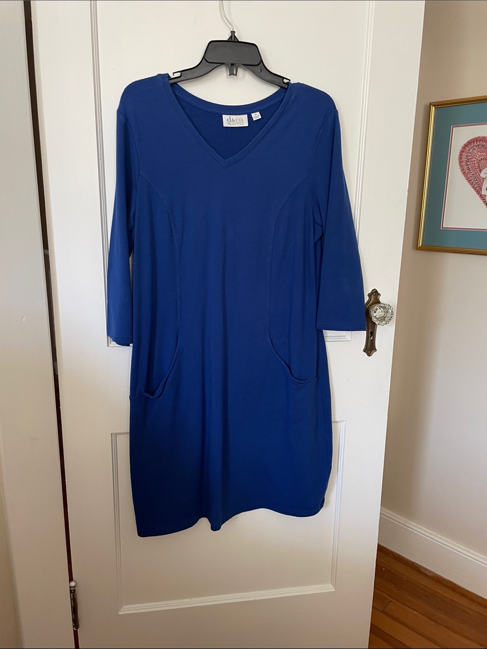 Active USA V-Neck Long Sleeve Dress in Royal Blue